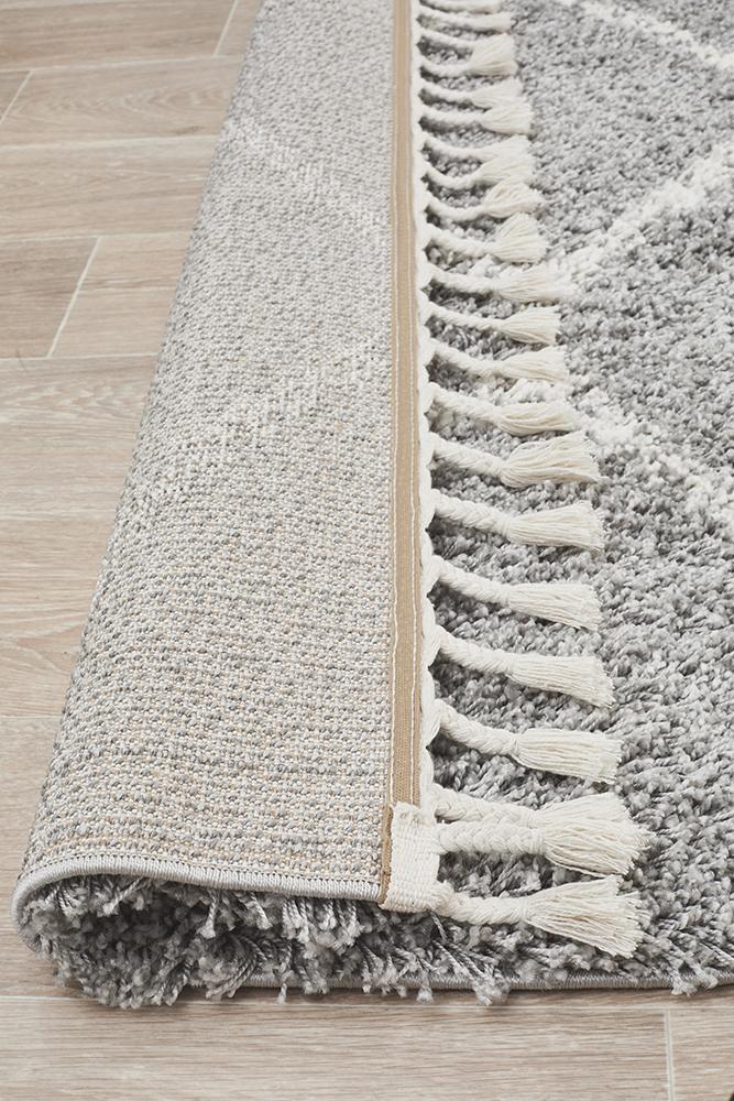 Beni Ourain Inspired Berber Tantan Silver Shag Rug