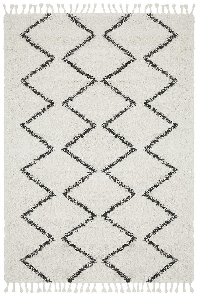 Beni Ourain Inspired Berber Tantan Cream White Shag Rug