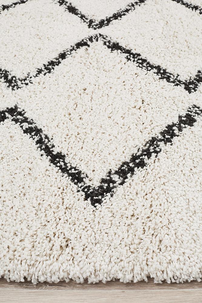 Beni Ourain Inspired Berber Tantan Cream White Shag Rug