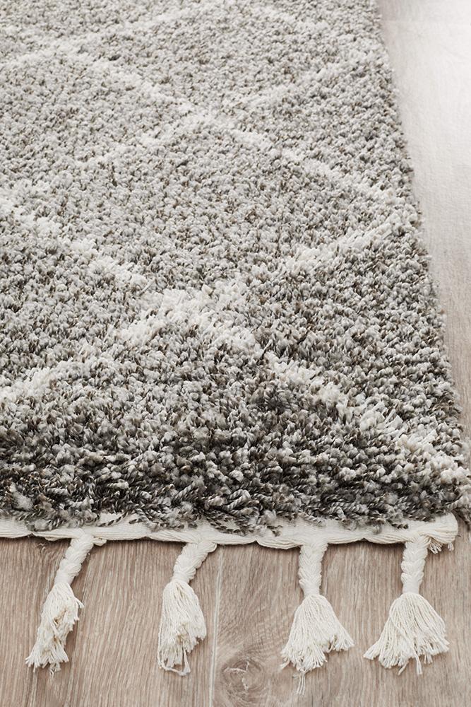 Beni Ourain Inspired Berber Tiznit Grey Shag Rug