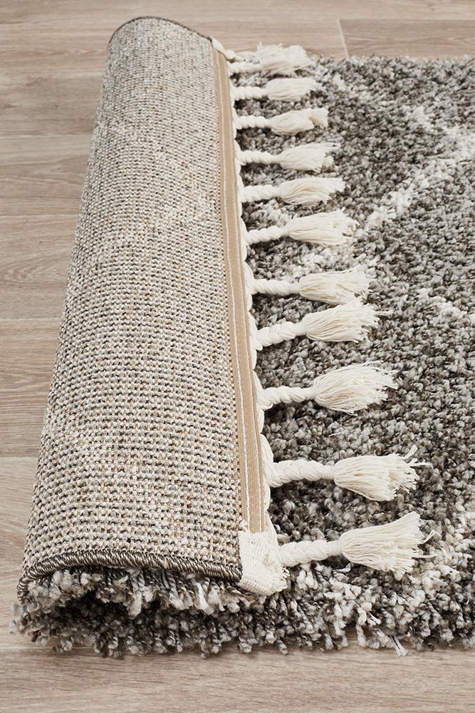 Beni Ourain Inspired Berber Tiznit Grey Shag Rug