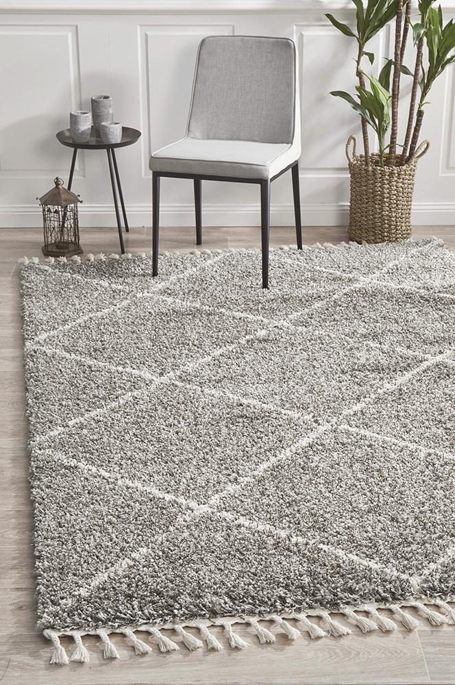 Beni Ourain Inspired Berber Tiznit Grey Shag Rug