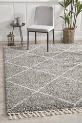 Beni Ourain Inspired Berber Tiznit Grey Shag Rug