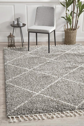 Beni Ourain Inspired Berber Tiznit Grey Shag Rug - Lost Design Society