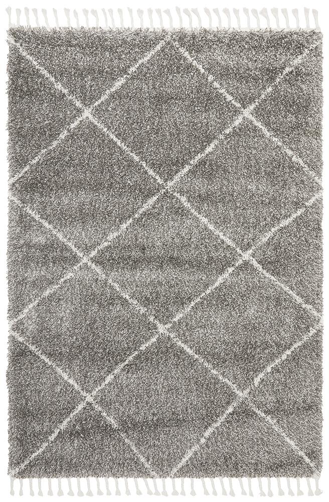 Beni Ourain Inspired Berber Tiznit Grey Shag Rug