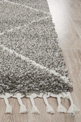 Beni Ourain Inspired Berber Tiznit Grey Shag Rug