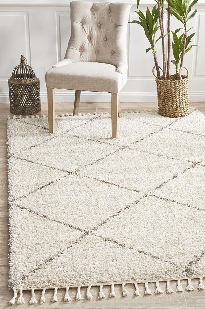 Beni Ourain Inspired Berber Tiznit Natural Shag Rug