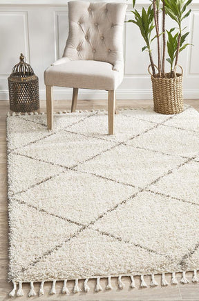 Beni Ourain Inspired Berber Tiznit Natural Shag Rug - Lost Design Society