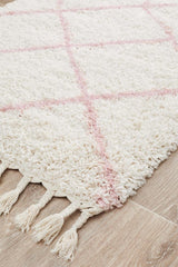 Beni Ourain Inspired Berber Tiznit Pink Shag Rug