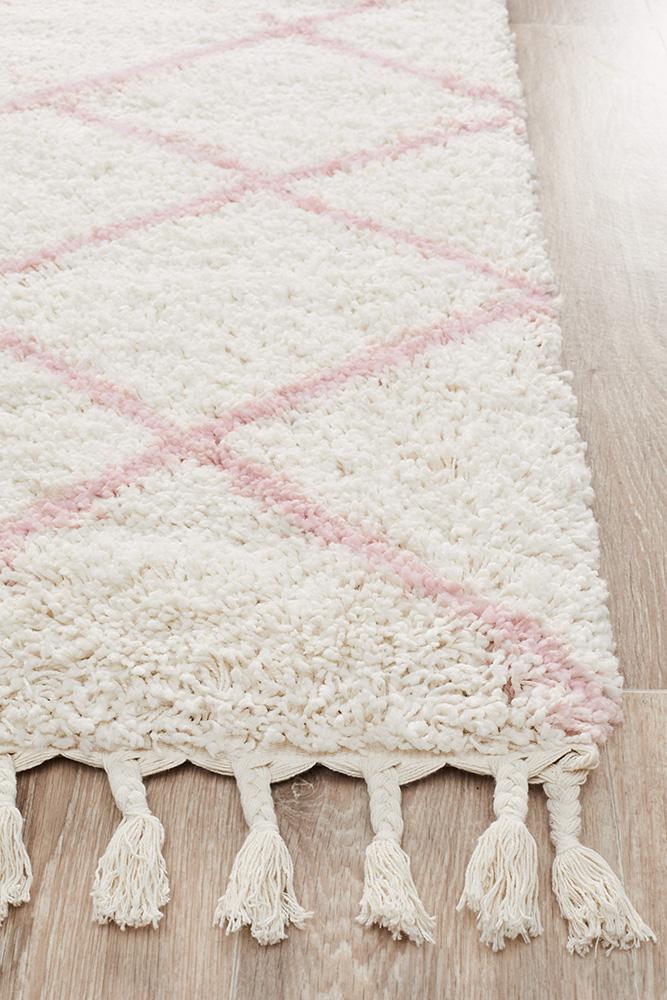 Beni Ourain Inspired Berber Tiznit Pink Shag Rug