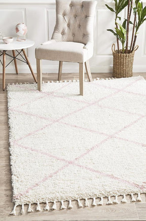 Beni Ourain Inspired Berber Tiznit Pink Shag Rug - Lost Design Society