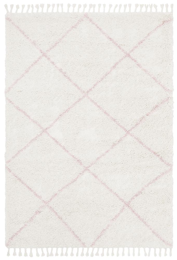 Beni Ourain Inspired Berber Tiznit Pink Shag Rug