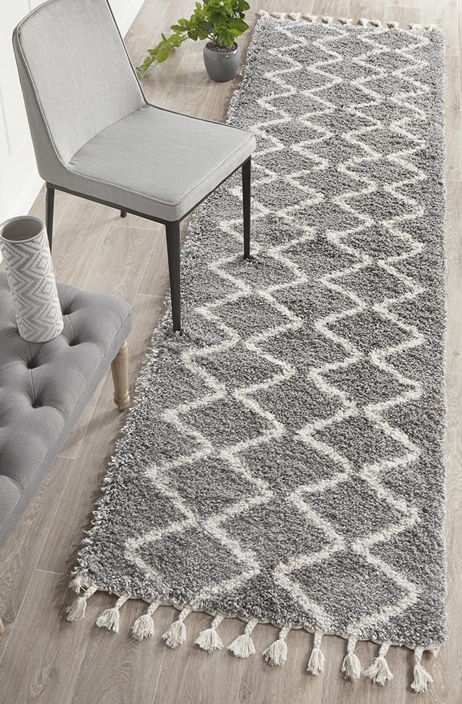 Beni Ourain Inspired Berber Tiznit Silver Shag Rug