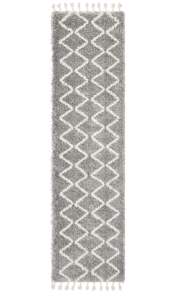 Beni Ourain Inspired Berber Tiznit Silver Shag Rug