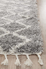 Beni Ourain Inspired Berber Tiznit Silver Shag Rug