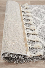 Beni Ourain Inspired Berber Tiznit Silver Shag Rug