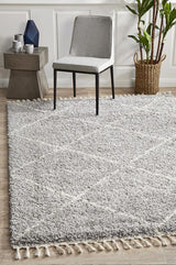 Beni Ourain Inspired Berber Tiznit Silver Shag Rug