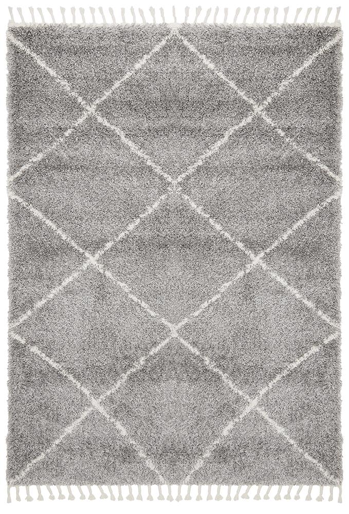 Beni Ourain Inspired Berber Tiznit Silver Shag Rug