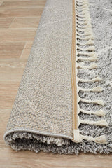 Beni Ourain Inspired Berber Tiznit Silver Shag Rug