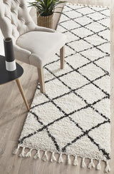 Beni Ourain Inspired Berber Tiznit Cream White Shag Rug