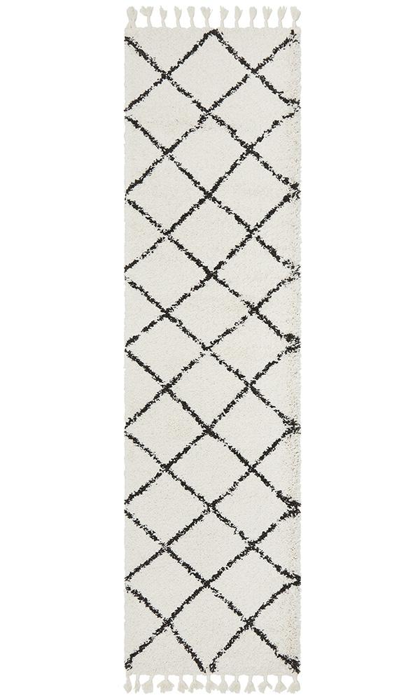 Beni Ourain Inspired Berber Tiznit Cream White Shag Rug