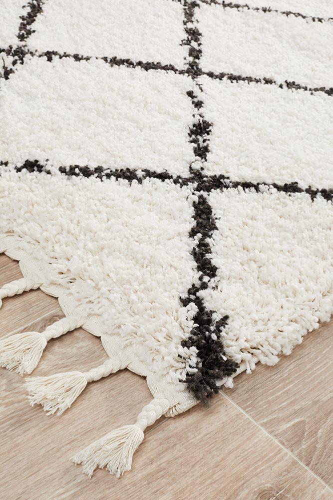 Beni Ourain Inspired Berber Tiznit Cream White Shag Rug