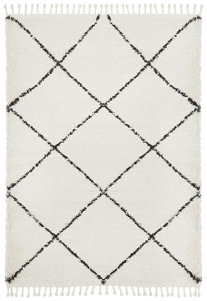 Beni Ourain Inspired Berber Tiznit Cream White Shag Rug