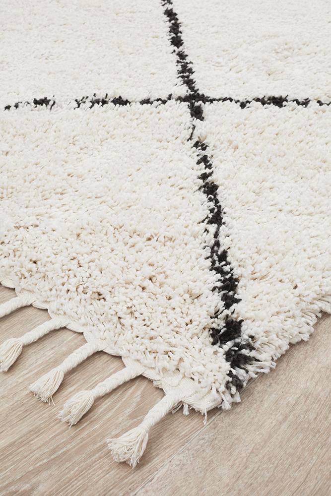 Beni Ourain Inspired Berber Tiznit Cream White Shag Rug