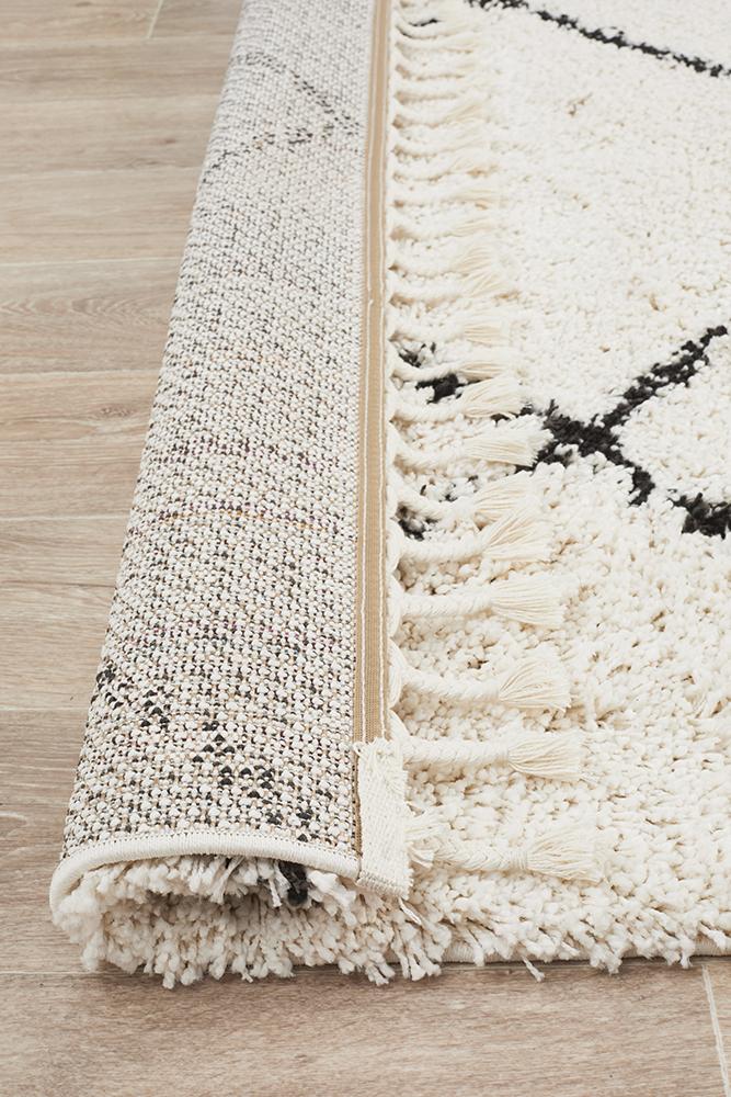 Beni Ourain Inspired Berber Tiznit Cream White Shag Rug