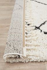 Beni Ourain Inspired Berber Tiznit Cream White Shag Rug