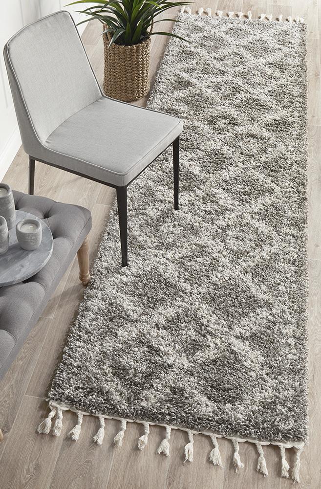 Beni Ourain Inspired Berber Safi Grey Shag Rug