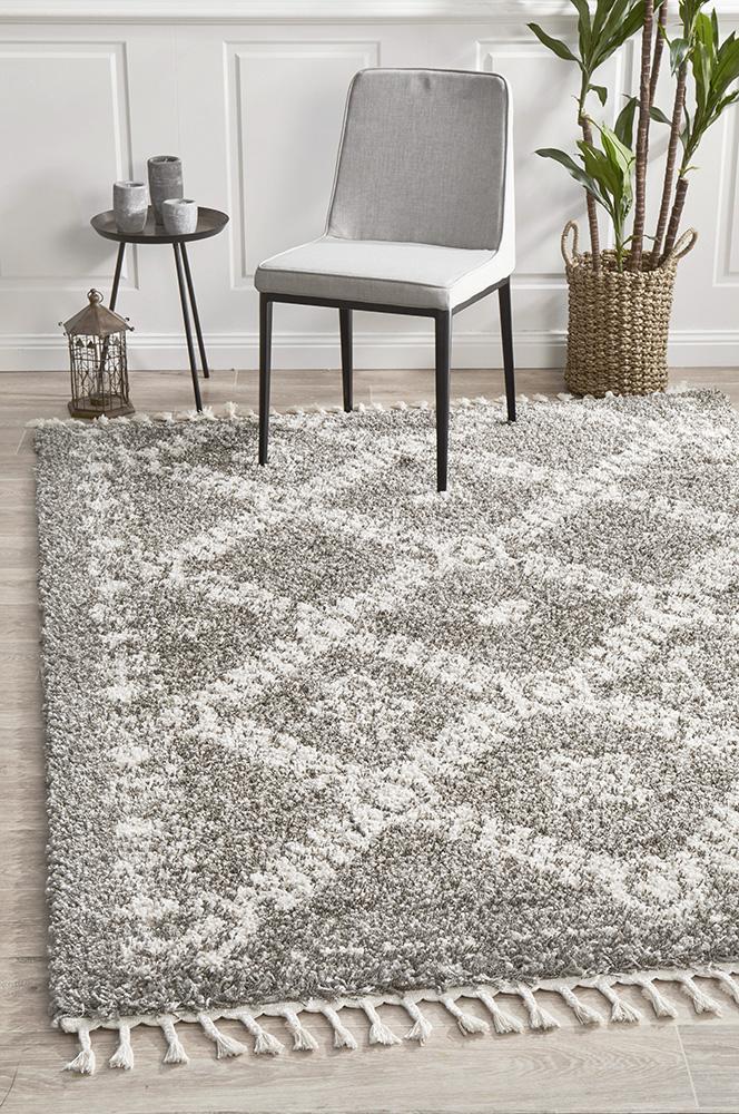 Beni Ourain Inspired Berber Safi Grey Shag Rug