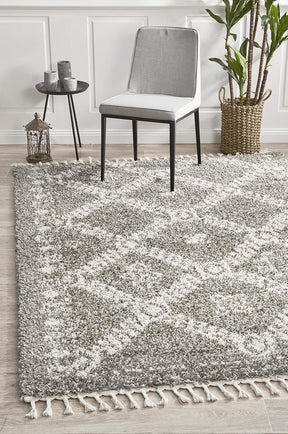 Beni Ourain Inspired Berber Safi Grey Shag Rug - Lost Design Society