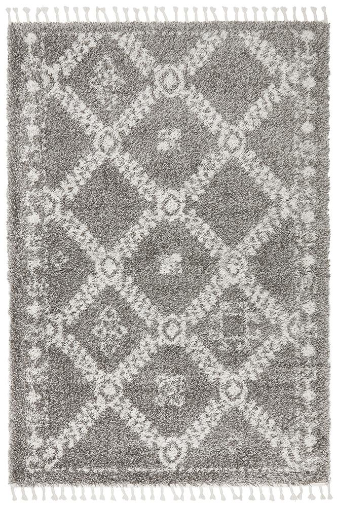 Beni Ourain Inspired Berber Safi Grey Shag Rug