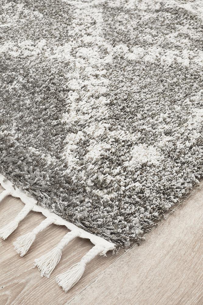 Beni Ourain Inspired Berber Safi Grey Shag Rug