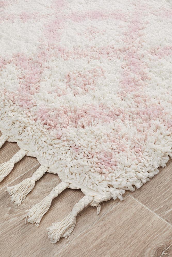 Beni Ourain Inspired Berber Safi Pink Shag Rug