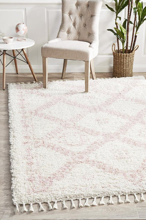 Beni Ourain Inspired Berber Safi Pink Shag Rug - Lost Design Society