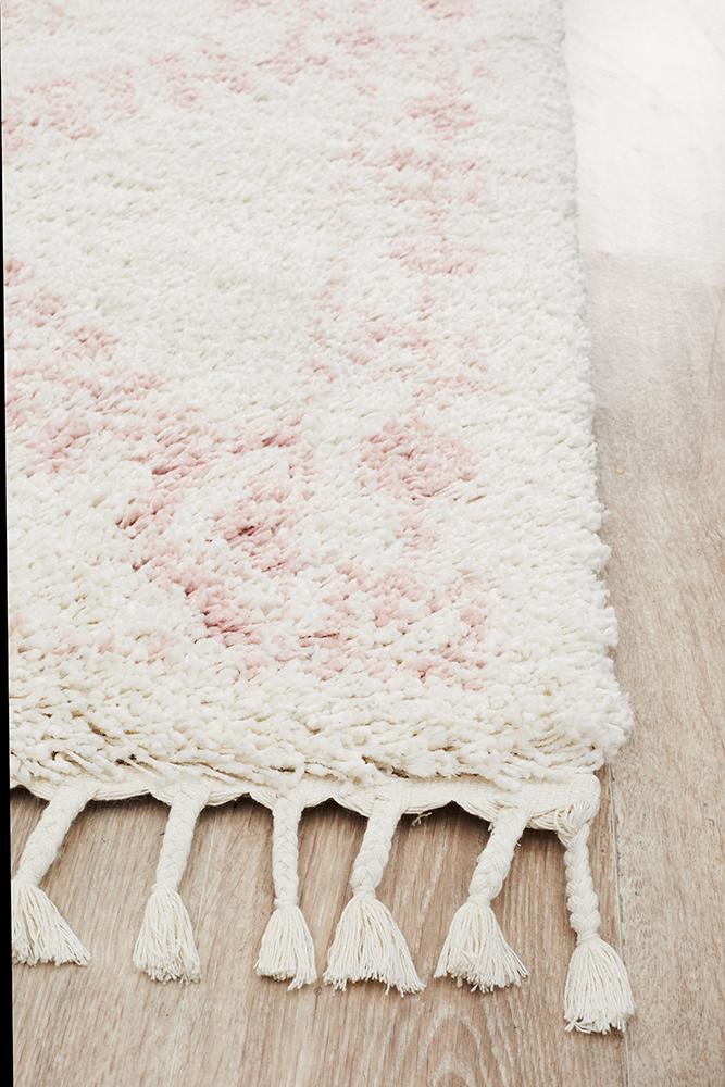 Beni Ourain Inspired Berber Safi Pink Shag Rug