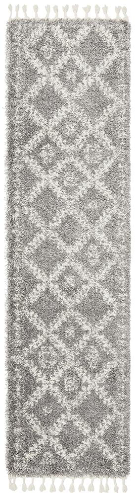 Beni Ourain Inspired Berber Safi Silver Shag Rug