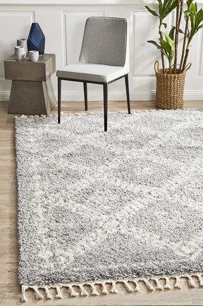 Beni Ourain Inspired Berber Safi Silver Shag Rug - Lost Design Society