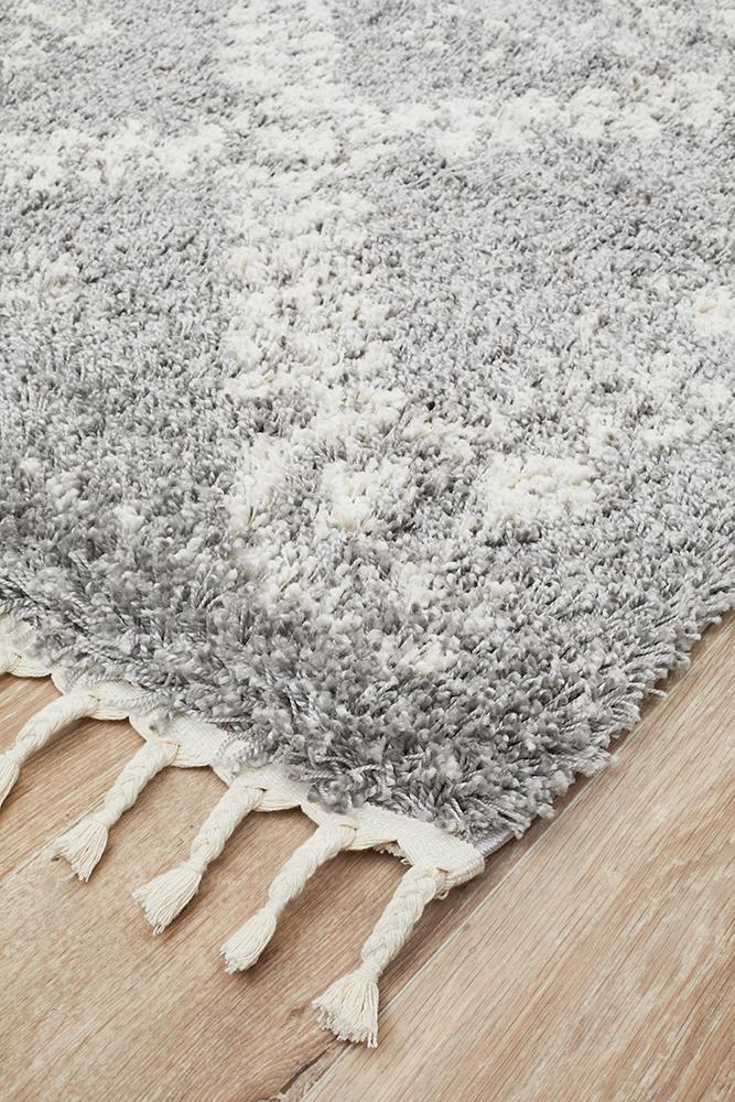 Beni Ourain Inspired Berber Safi Silver Shag Rug