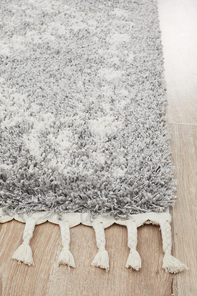 Beni Ourain Inspired Berber Safi Silver Shag Rug