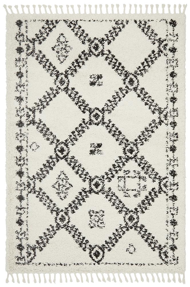 Beni Ourain Inspired Berber Safi Cream White Shag Rug