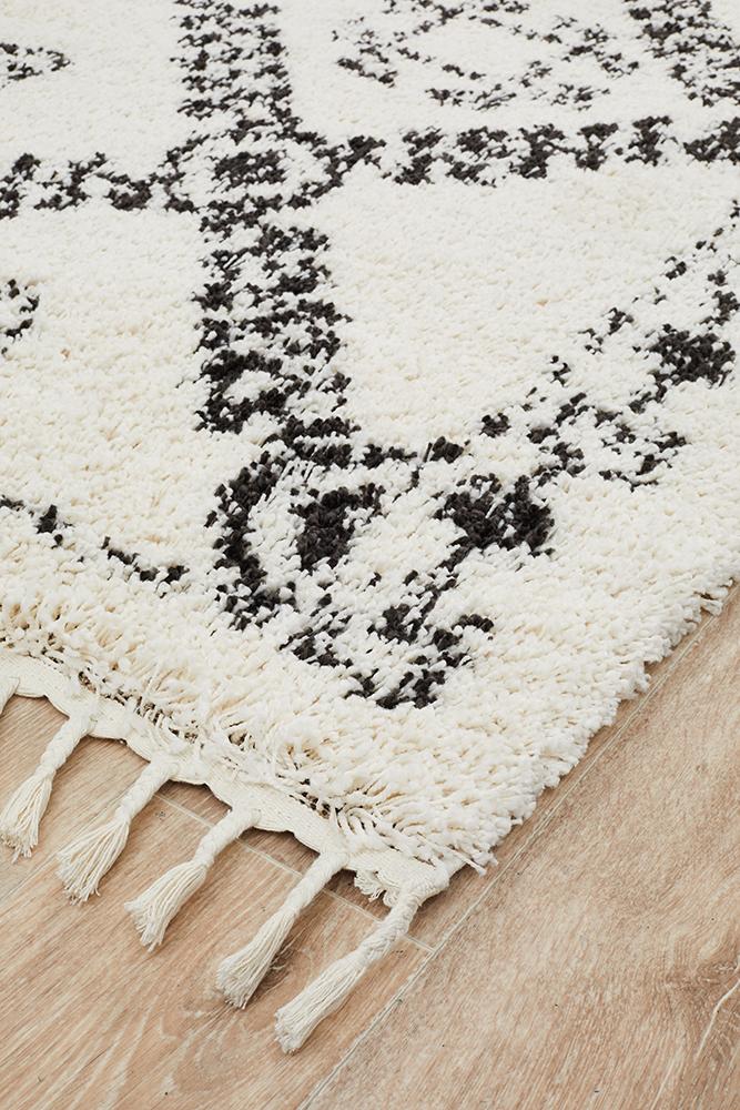 Beni Ourain Inspired Berber Safi Cream White Shag Rug