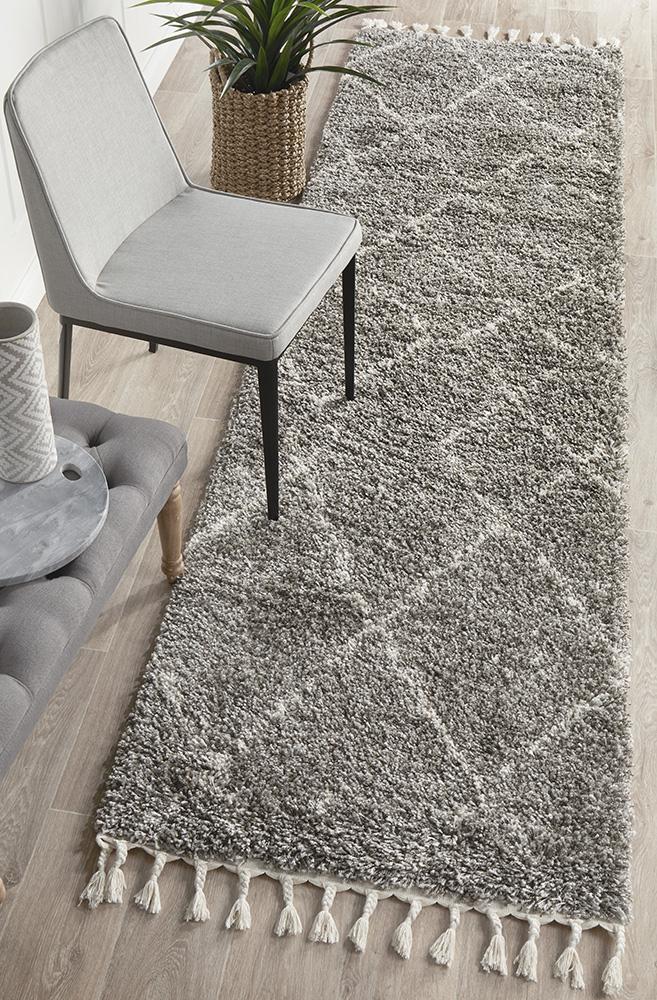 Beni Ourain Inspired Berber Samara Grey Shag Rug