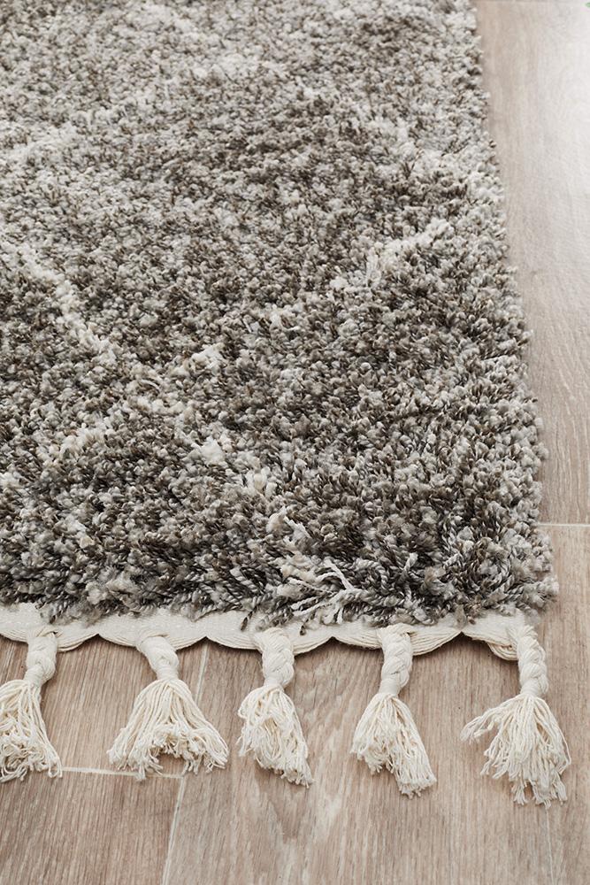 Beni Ourain Inspired Berber Samara Grey Shag Rug