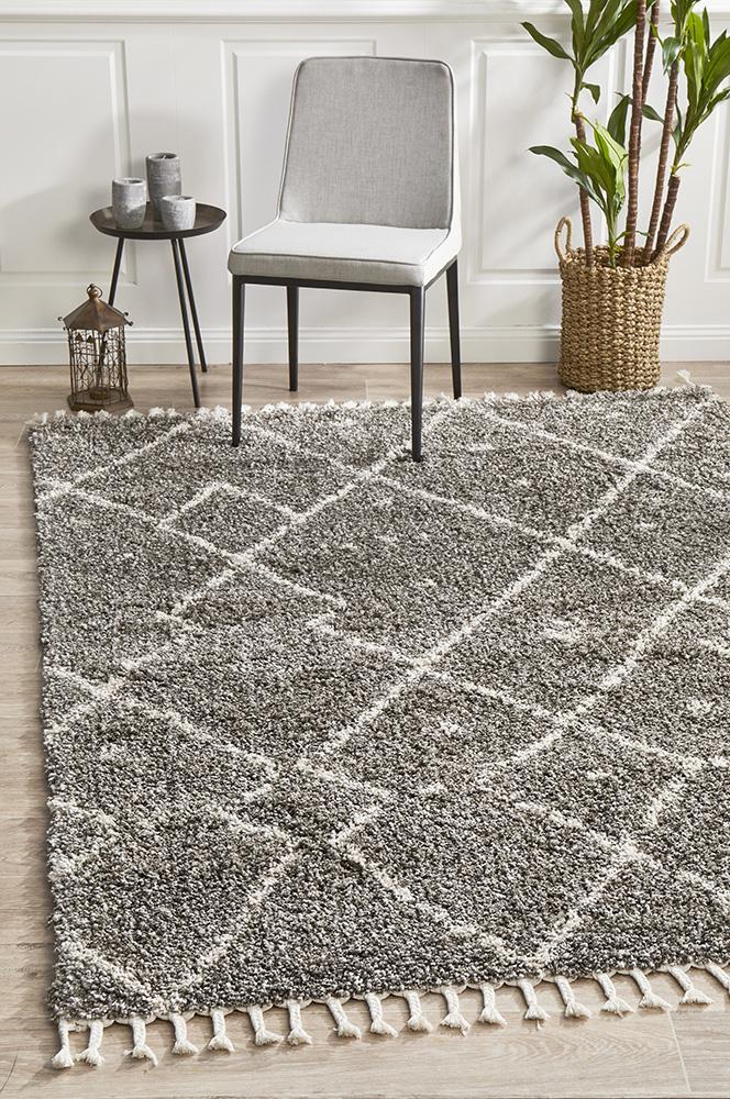 Beni Ourain Inspired Berber Samara Grey Shag Rug