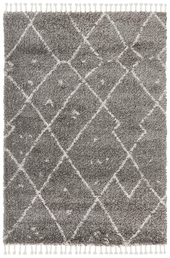 Beni Ourain Inspired Berber Samara Grey Shag Rug