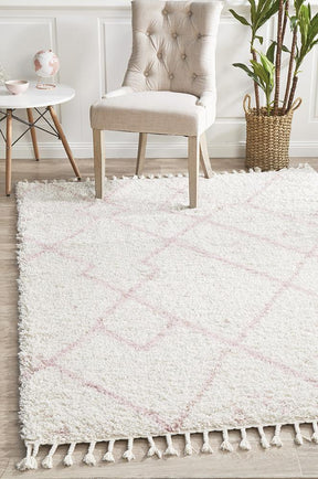 Beni Ourain Inspired Berber Samara Pink Shag Rug - Lost Design Society