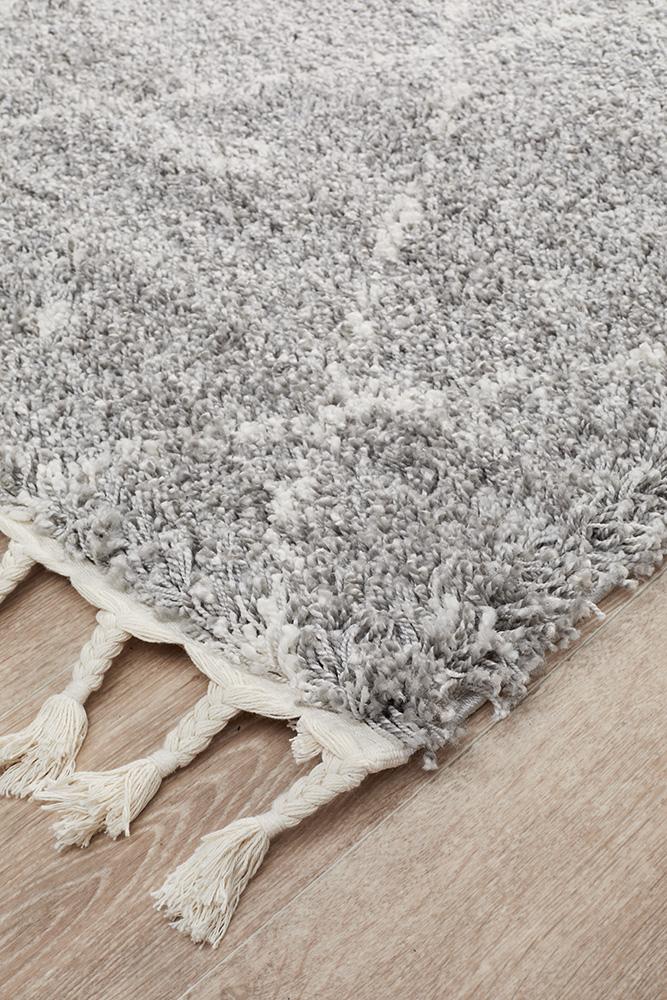 Beni Ourain Inspired Berber Samara Silver Shag Rug